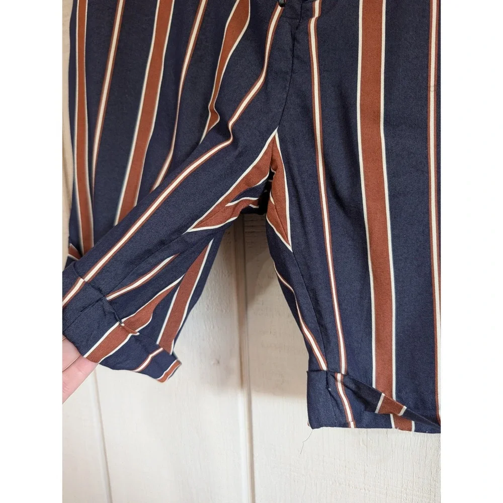 Scotch & Soda Mens Striped Drawstring Shorts Navy Brown 34 Cuffed Old Money‎